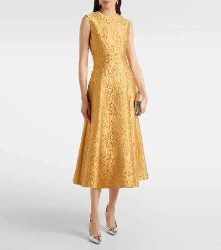 Emilia Wickstead Mara floral embossed jacquard midi dress 2
