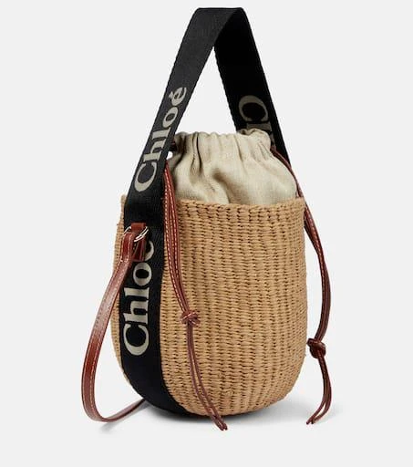 Chloé Woody Mini leather-trimmed bucket bag 1