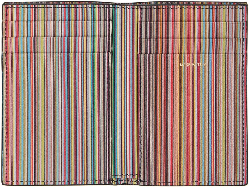 Paul Smith Black Signature Stripe Interior Credit Card Wallet 3
