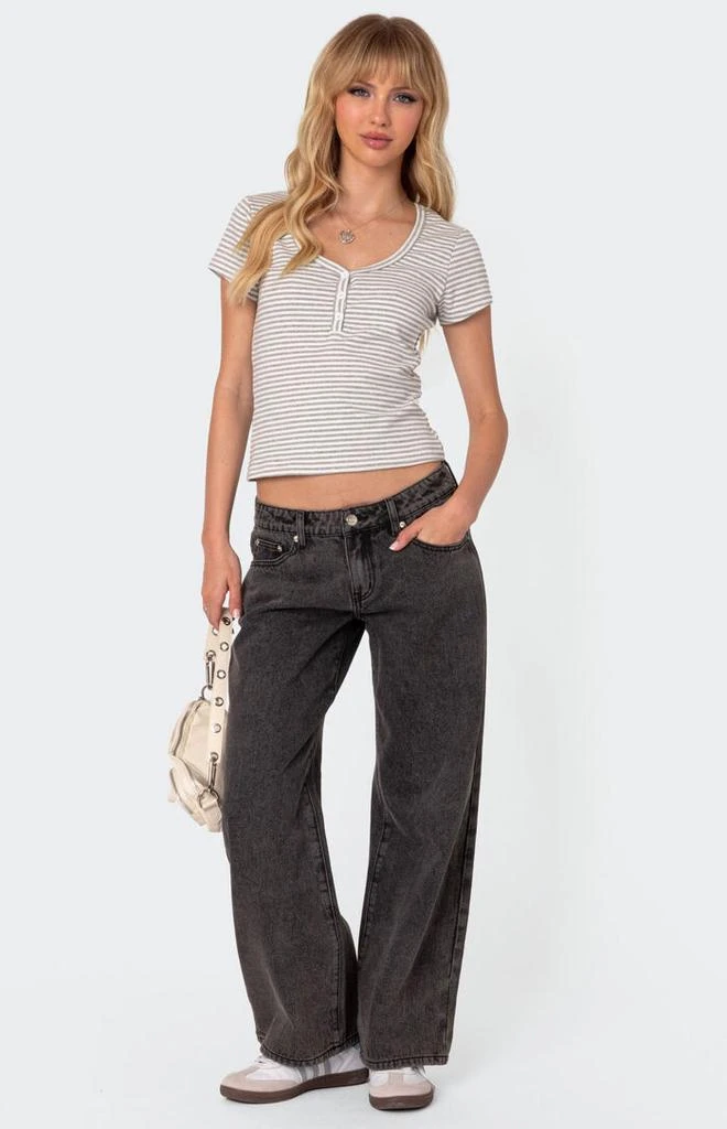 Edikted Petite Raelynn Washed Low Rise Jeans 1