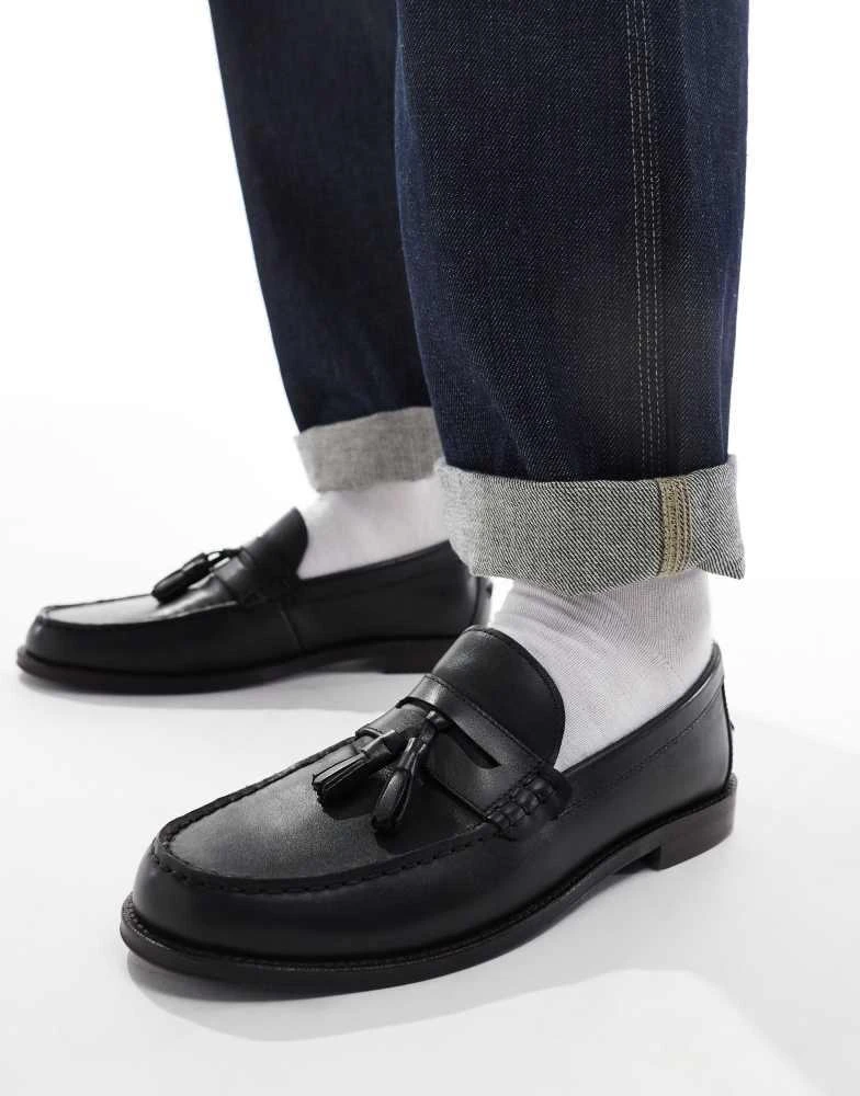 ASOS ASOS DESIGN penny loafers in black leather with tassel 1