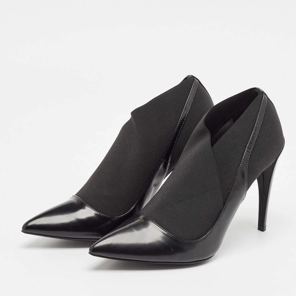 Dior Dior Black Patent Leather and Stretch Fabric Ankle Booties Size 39 2