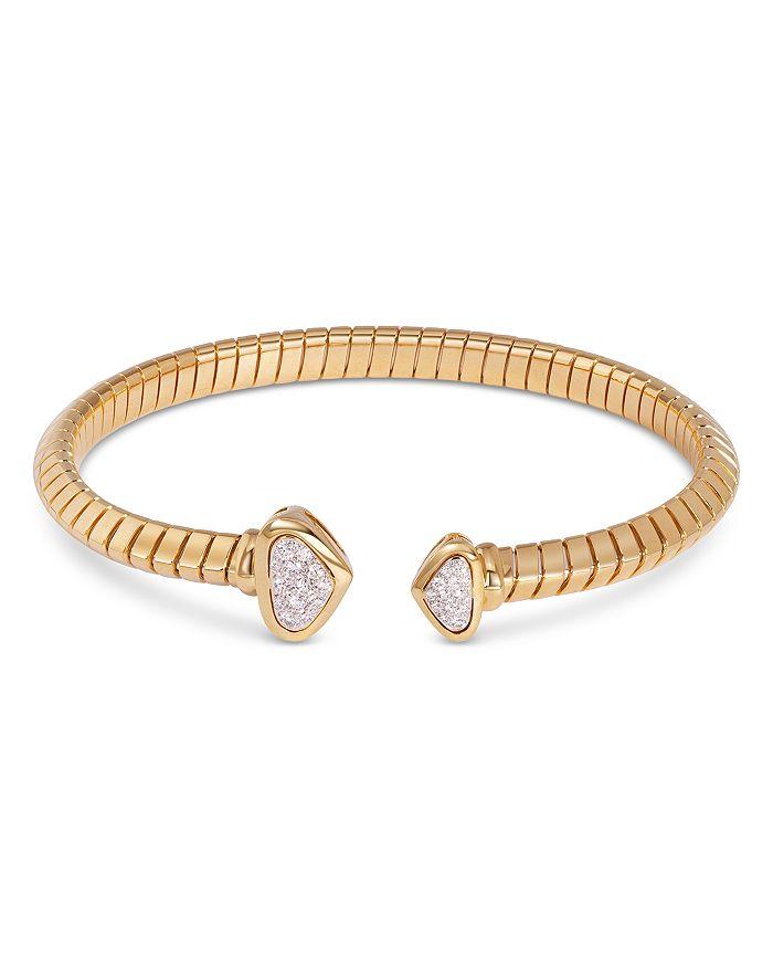MARINA 18K Yellow Gold Trisolina Small Castanga Pavé Diamond Bangle Bracelet