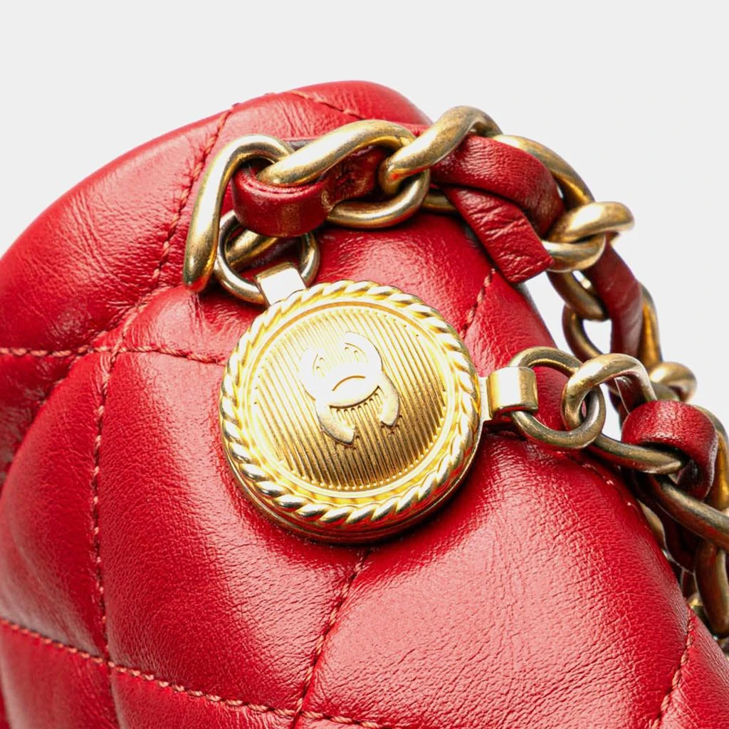 Chanel Chanel Red Lambskin Mini Quilted Soft Square Flap Shoulder Bag 6