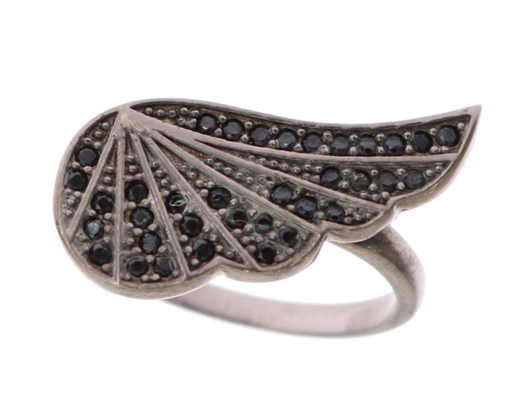 Nialaya Nialaya Silver Womens Black CZ Rhodium 925 Ring