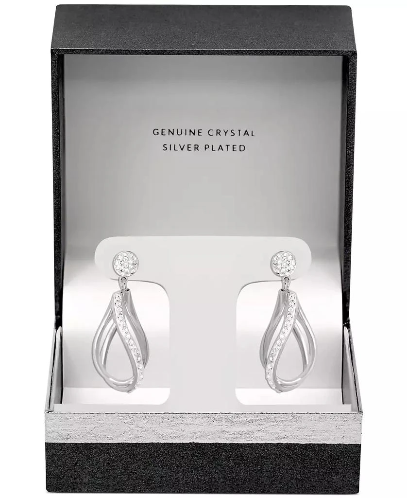 Essentials Crystal Double Teardrop Hoop Earrings in Silver-Plate 3