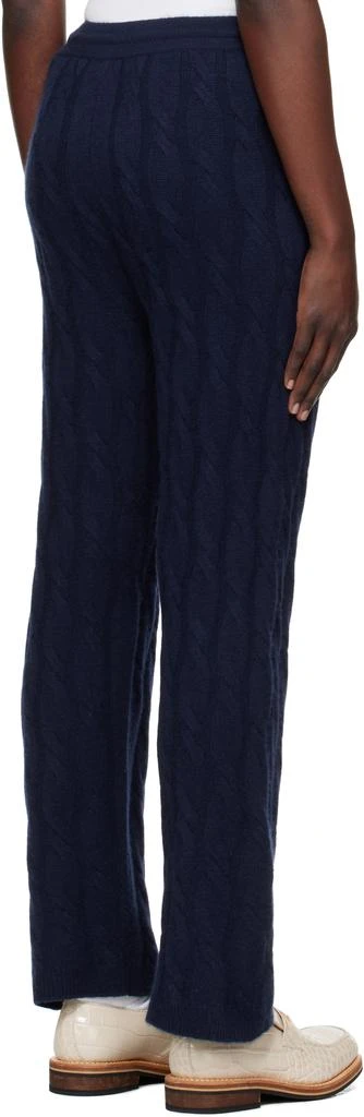 Sporty & Rich Navy 'SRC' Cableknit Cashmere Trousers 3