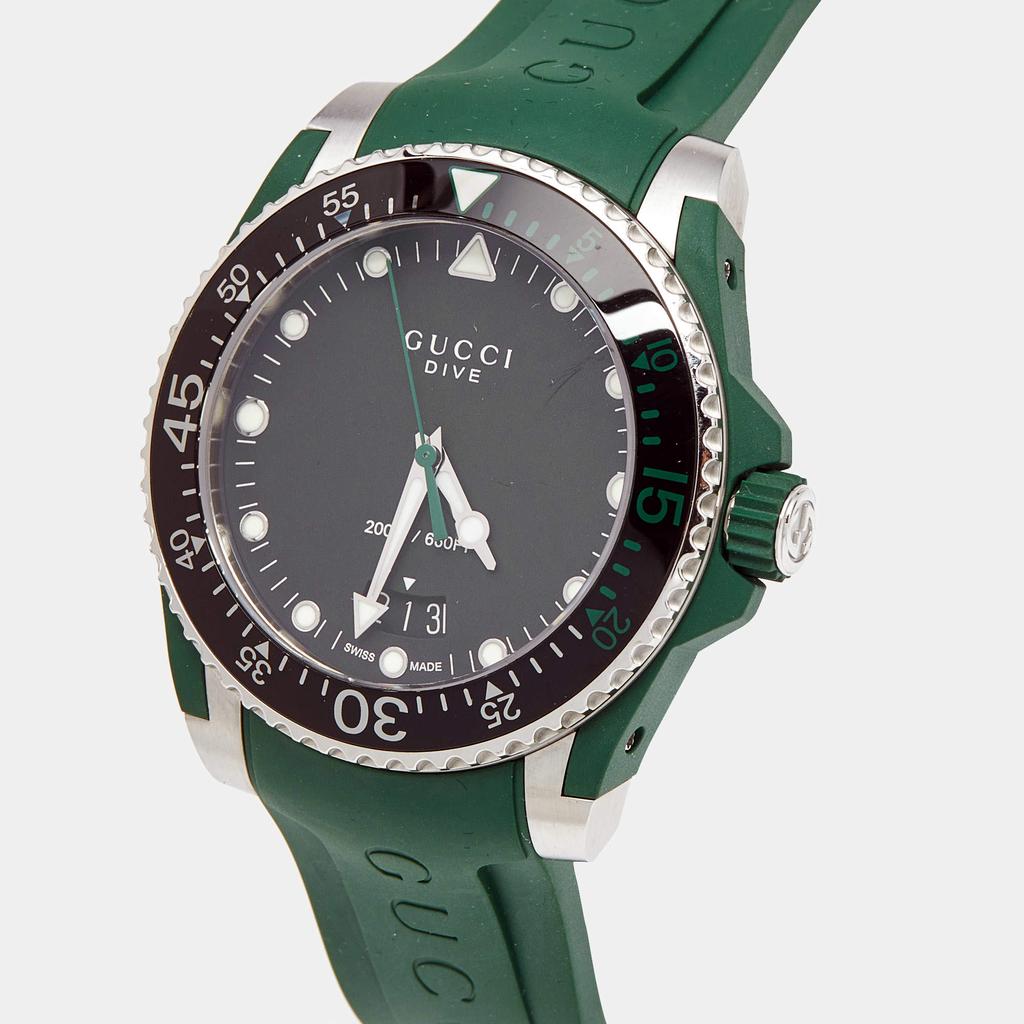 Gucci Gucci Black Stainless Green Rubber DIve YA136310 Men's  Wristwatch 40 mm