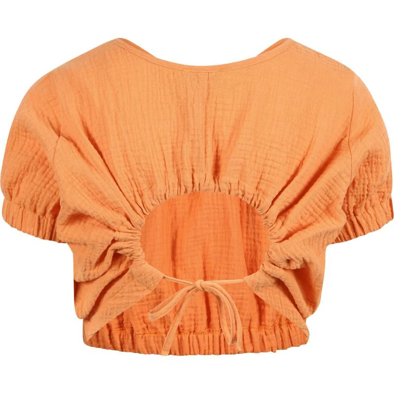 Devotion Open back detailing blouse in orange 2