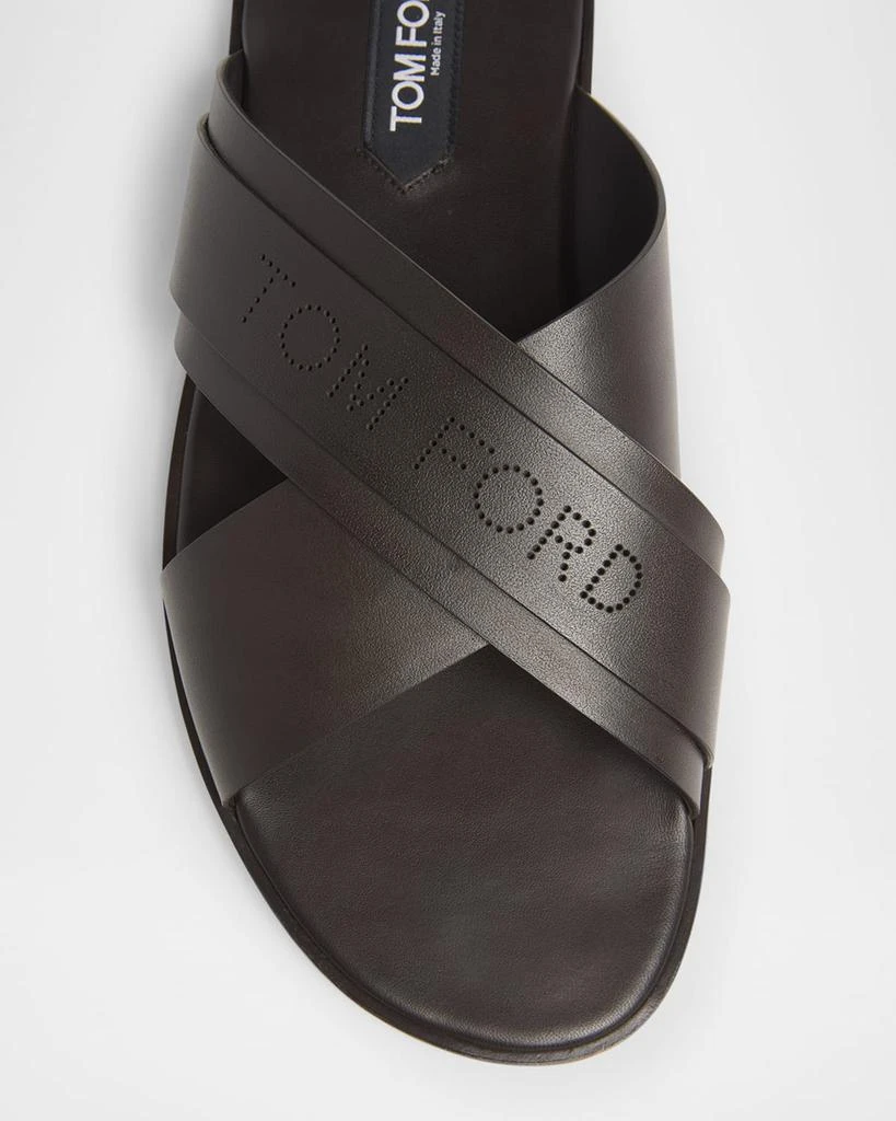 Tom Ford Men's Preston Smooth Leather Slide Sandals 6