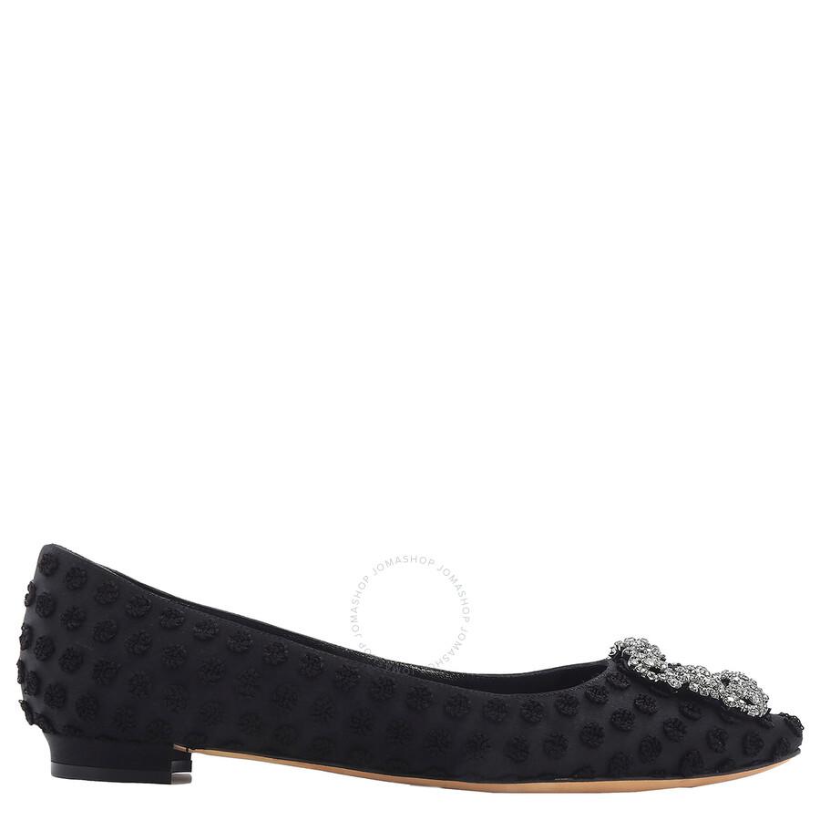 Manolo Blahnik Hangisi Polka-Dot Woven Flats