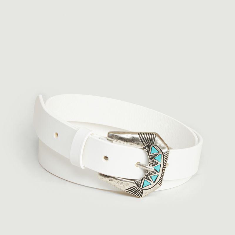 MAISON BOINET Leather belt with fancy buckle White MAISON BOINET