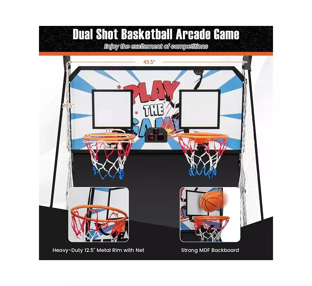 Slickblue Foldable Dual Shot Basketball Arcade Game with Electronic Scoring System 9