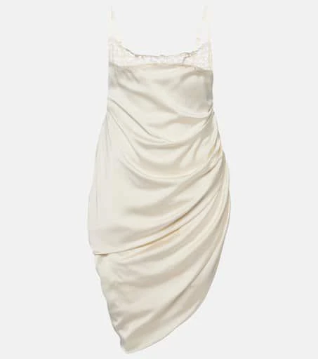 Jacquemus La Saudade Brodée satin slip dress 1