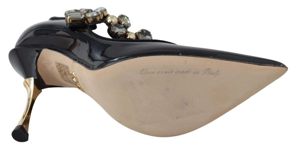 Dolce & Gabbana Dolce & Gabbana Black Leather Crystal Shoes Mary Jane Pumps