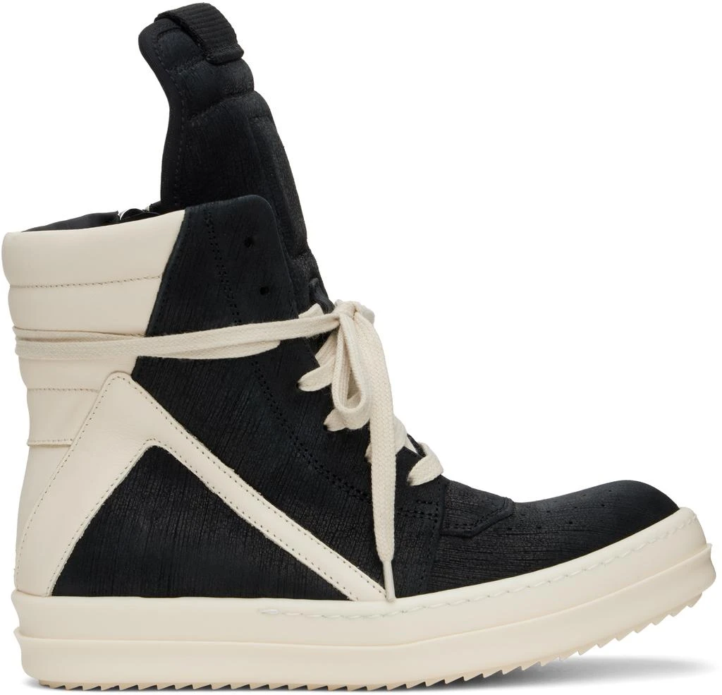 Rick Owens Black & Off-White Hollywood Geobasket Sneakers 1
