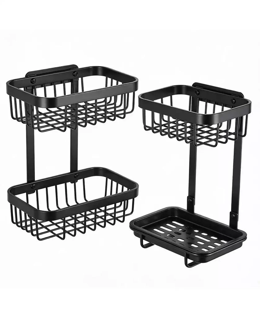 YIGII Stainless Steel Adhesive Shower Caddy, 2-Pack, Rustproof, 8 Hooks, No Drill
