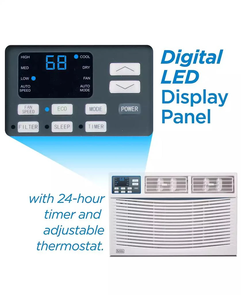 Black & Decker BLACK+DECKER Window Air Conditioner 10,000 BTU, AC Window Unit Cools Up to 450 Square Feet, Window AC Unit with Remote Control, 3 Cooling Speeds and Fan Only Function, BWAC10WTB, White 6