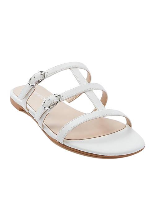 Stuart Weitzman Weitzman Grecian Buckle Flat Slide Sandals