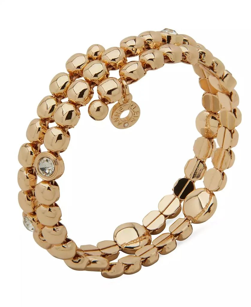 Anne Klein Gold-Tone Bezel Stone Crystal Star Coil Bracelet