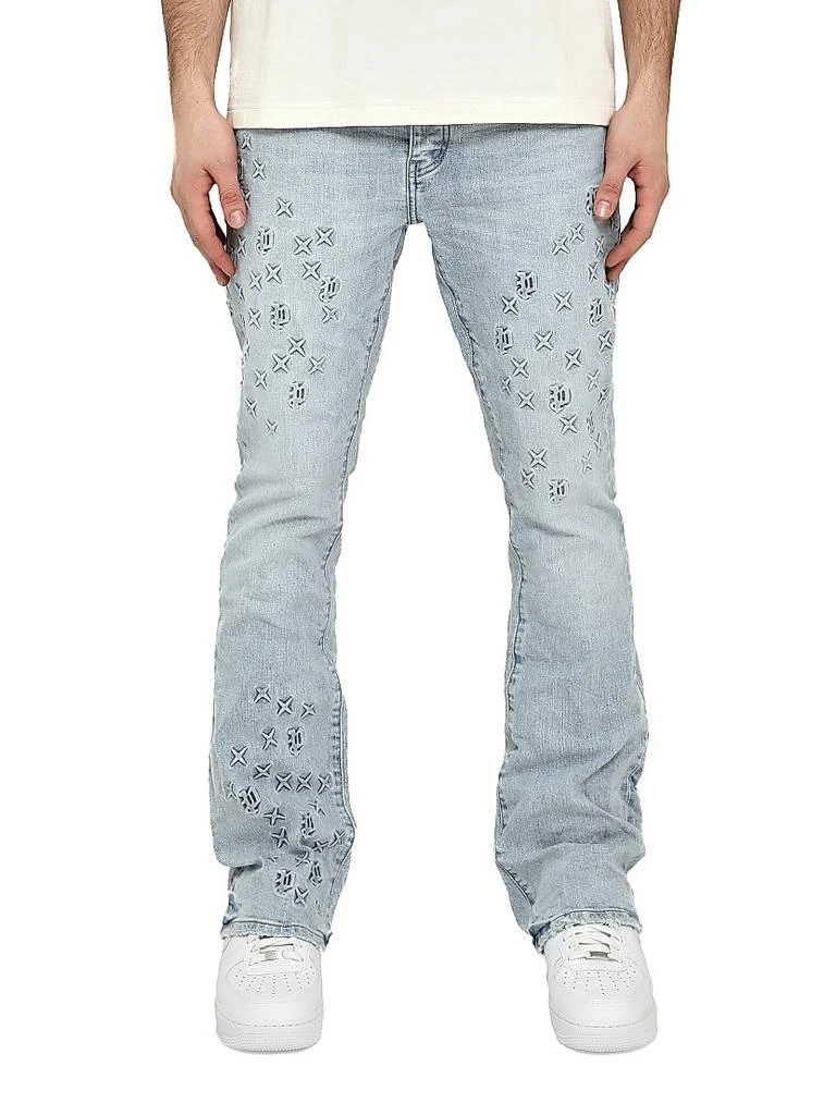 Shop Embossed Stretch-Cotton Flared Jeans on Sale at BeyondStyle
