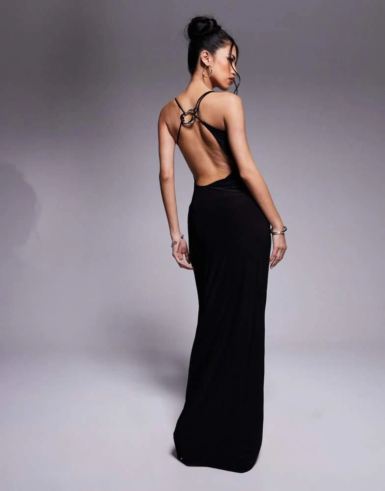 knee length dresses for ladies Callista Slinky Metallic Chain Halter Dress main image 0