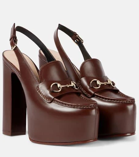 Gucci Horsebit leather platform loafer pumps 1