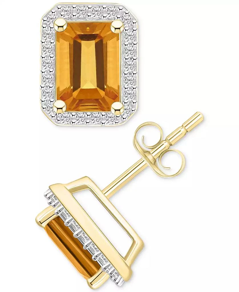 Macy
s Citrine (2 ct. t.w.) 
Lab-Created White Sapphire (1/4 ct. t.w.) Square Halo Stud Earrings in 10k Gold (Also in Additional Gemstones)