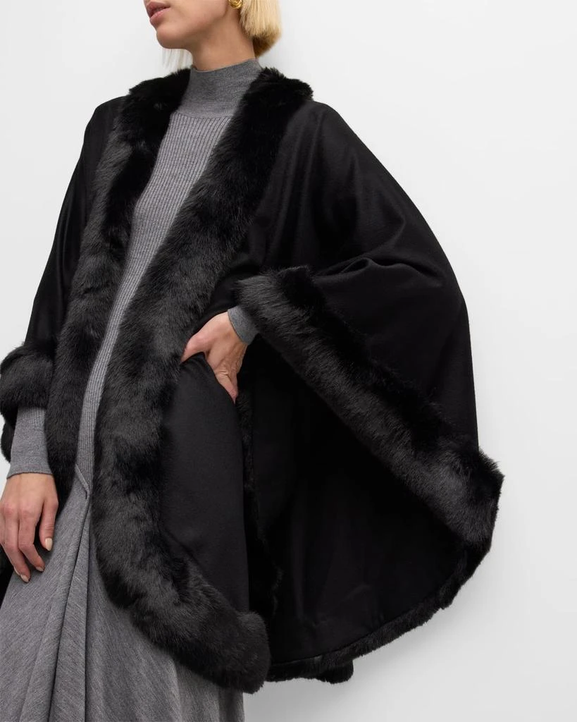 Sofia Cashmere Faux Fur Trim Cashmere Cape 6