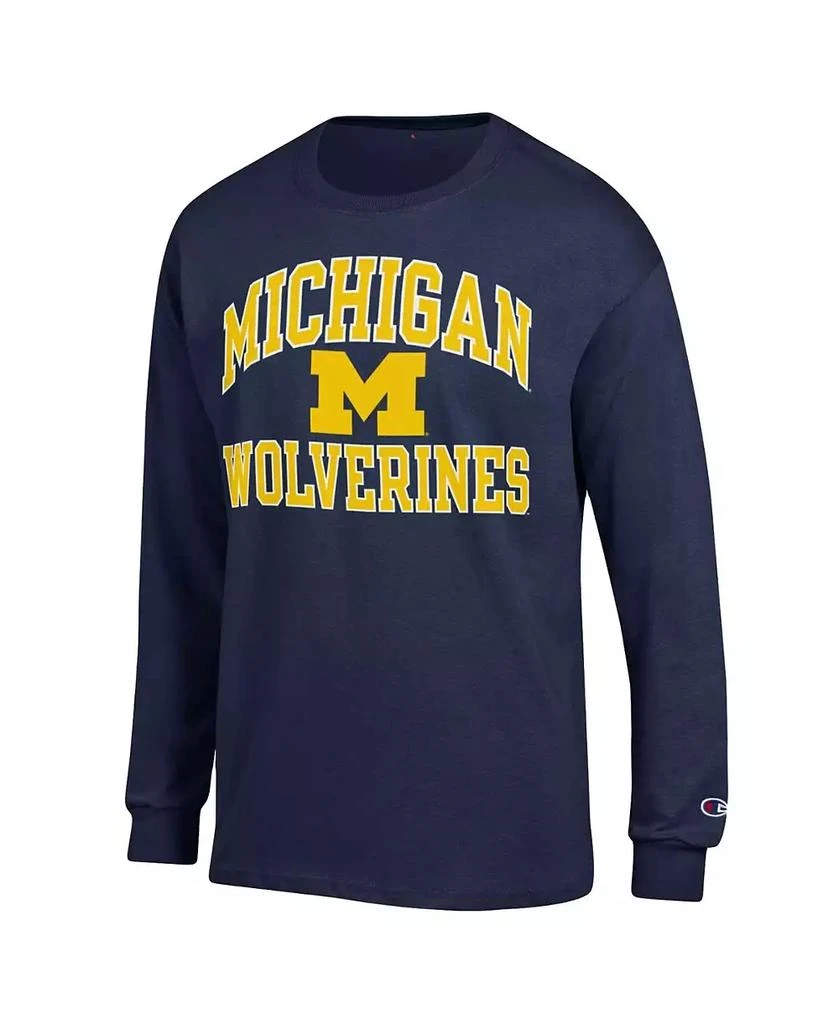 CHAMPION Men's Navy Michigan Wolverines High Motor Long Sleeve T-shirt 2