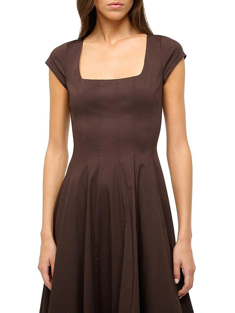 Staud Wells Stretch-Cotton Fit & Flare Midi-Dress 5