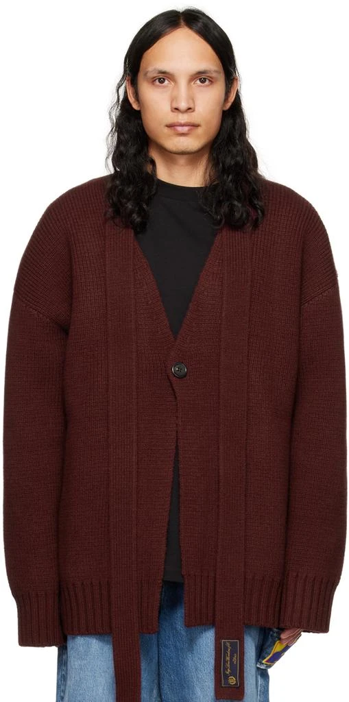We11done Burgundy Self-Tie Cardigan 1