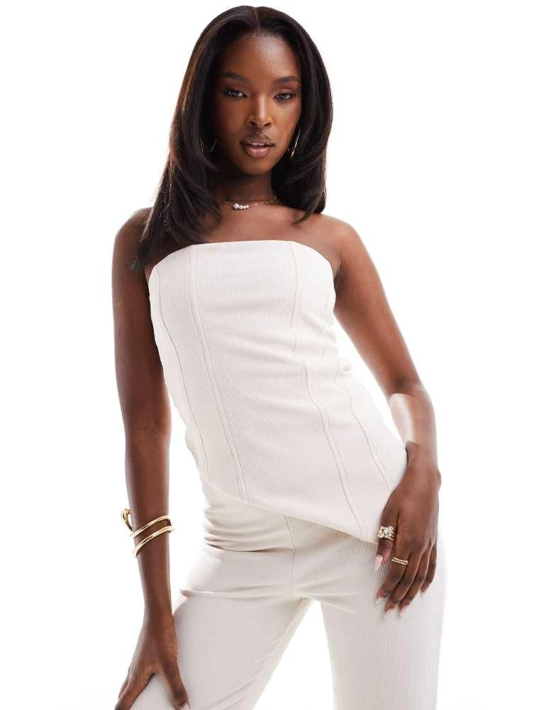 ASOS ASOS DESIGN co-ord corset bandeau top in cream 1