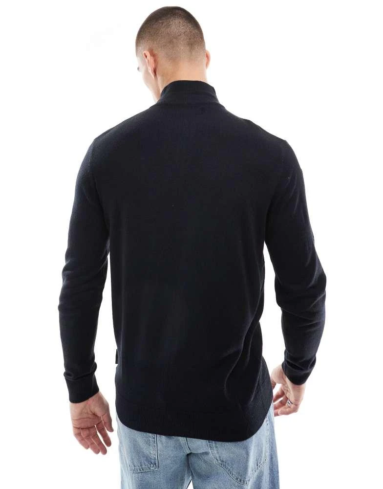 French Connection Mens French Connection soft touch half zip jumper in navy 2