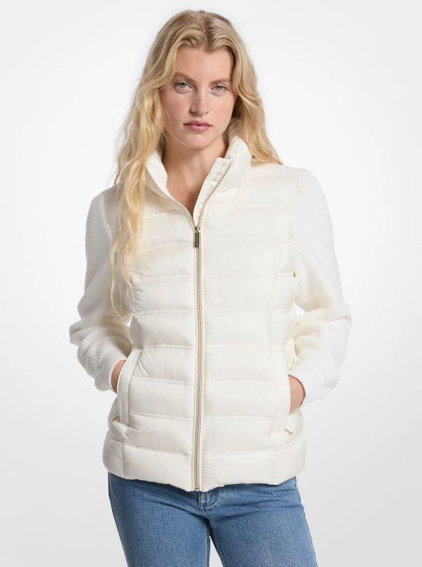 Michael Kors Quilted Nylon and Knit Jacket 1