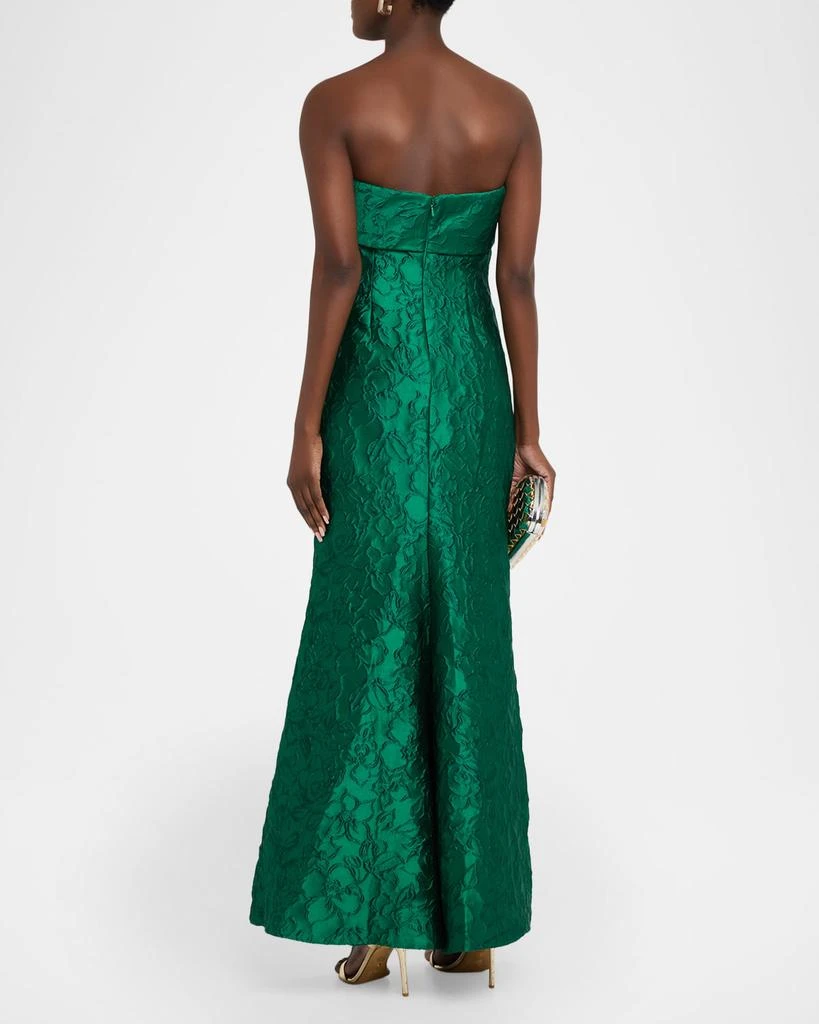 Badgley Mischka Strapless Floral Jacquard Trumpet Gown 3