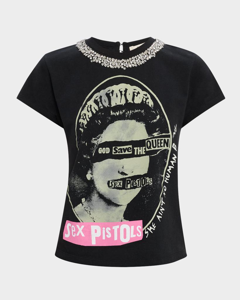 Alice + Olivia Atlas Embellished Neckline Tee - T-Shirts - Free
