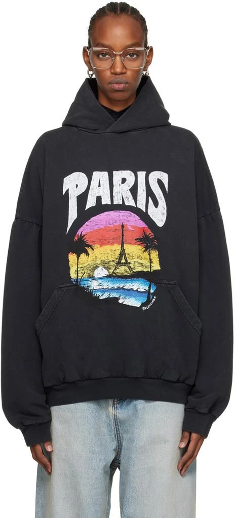Balenciaga Black Paris Tropical Hoodie 1