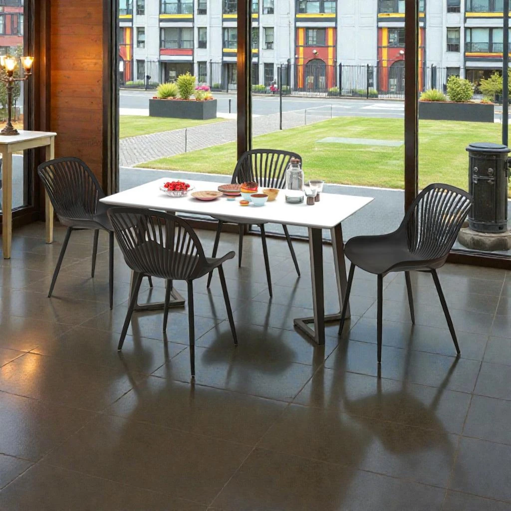 Hivvago Sleek Dining Room Chairs with Metal Legs and Sculpted Cutout Backrest