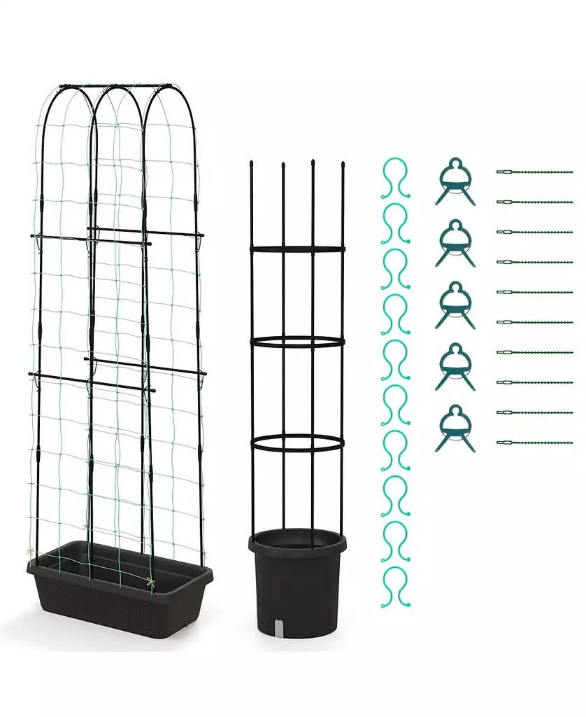 SUGIFT 2 Pack Garden Planters with Trellis Cucumber Trellis Tomato Cage 4