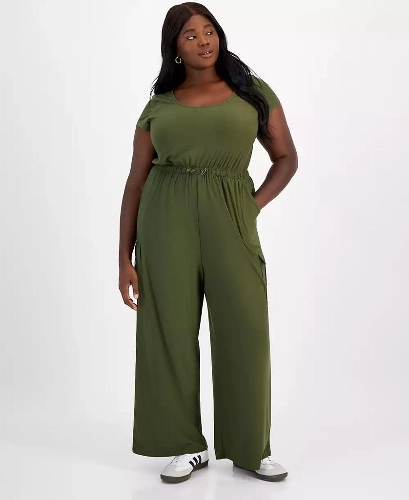Derek Heart Trendy Plus Size Scoop-Neck Cap-Sleeve Jumpsuit 1