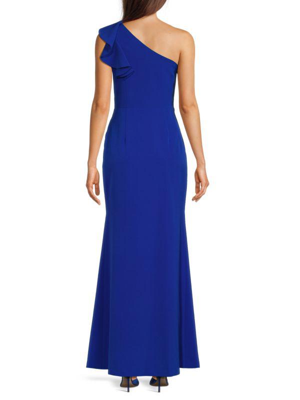 Eliza J Ruffle One-Shoulder Gown