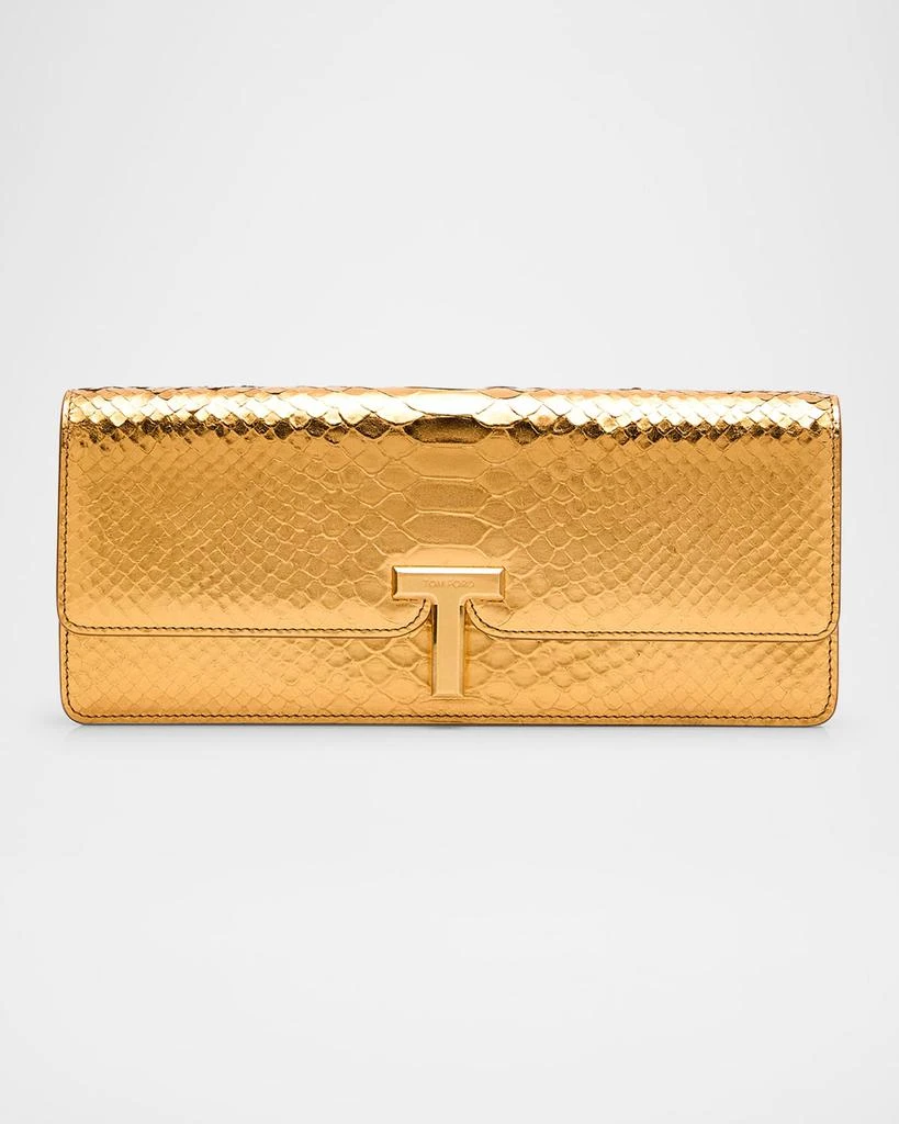 Tom Ford Wallis Metallic Python-Embossed Leather Clutch Bag 1