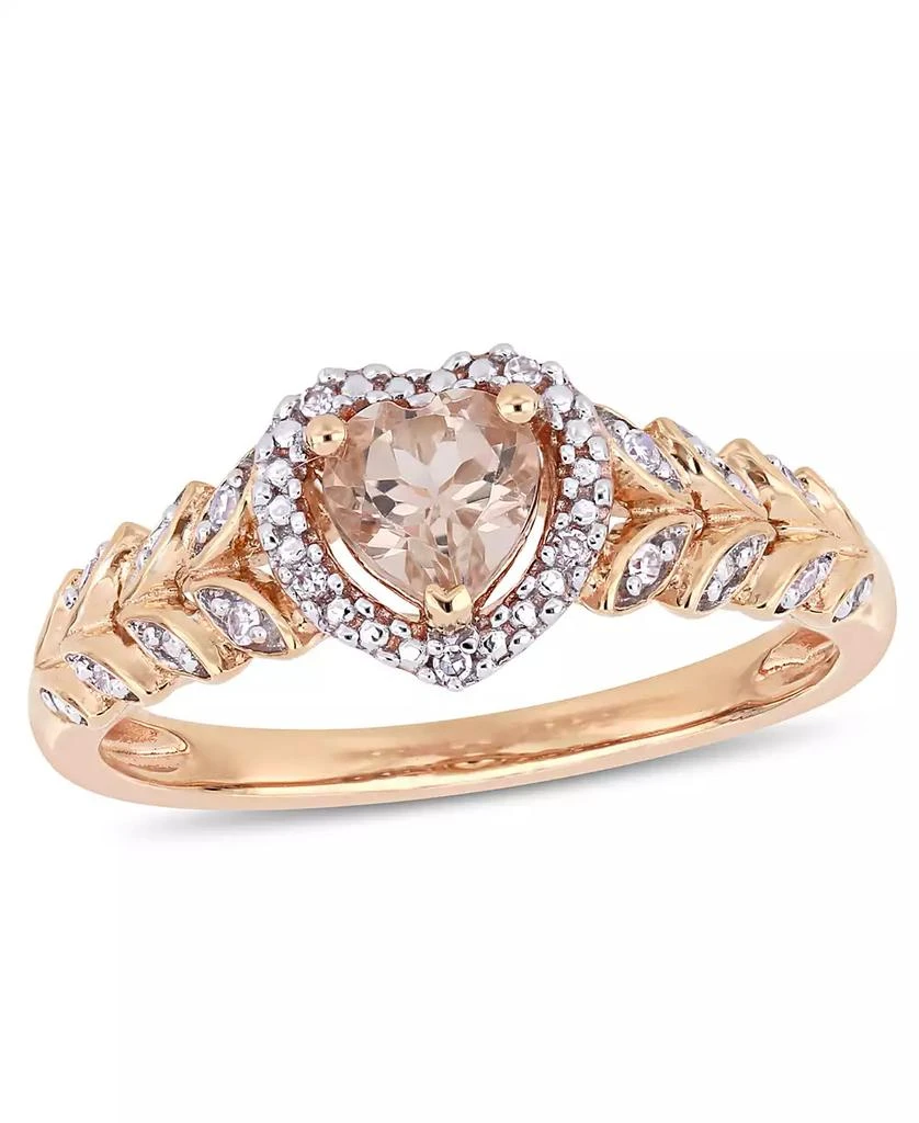 Macy's Morganite (1/2 ct. t.w.) and Diamond (1/20 ct. t.w.) Halo Heart Ring in 10k Rose Gold 1