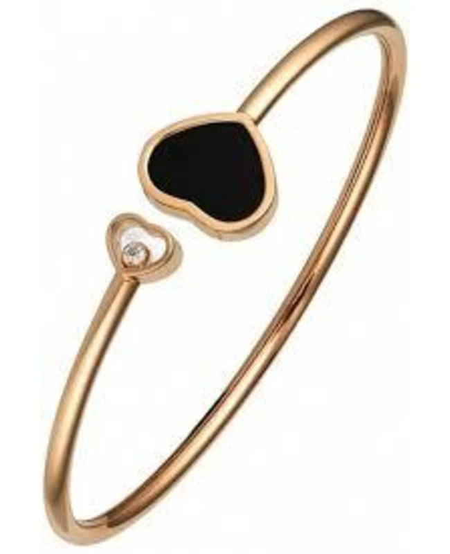 Chopard Chopard Happy Hearts Rose Gold & Onyx Bangle Size S 15.5cm Women's Bangle 857482-5202 1