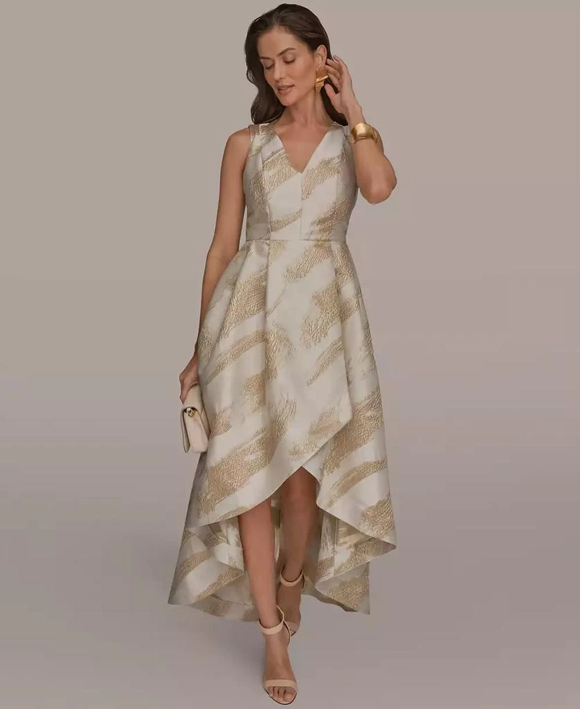 Donna Karan Women
s V-Neck High-Low Jacquard Gown