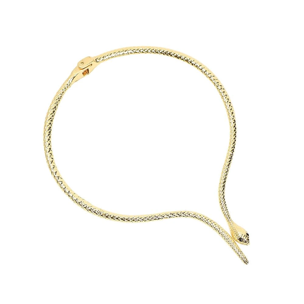 SOHI Women's Antique Gold The Serpent Torque Necklace 1