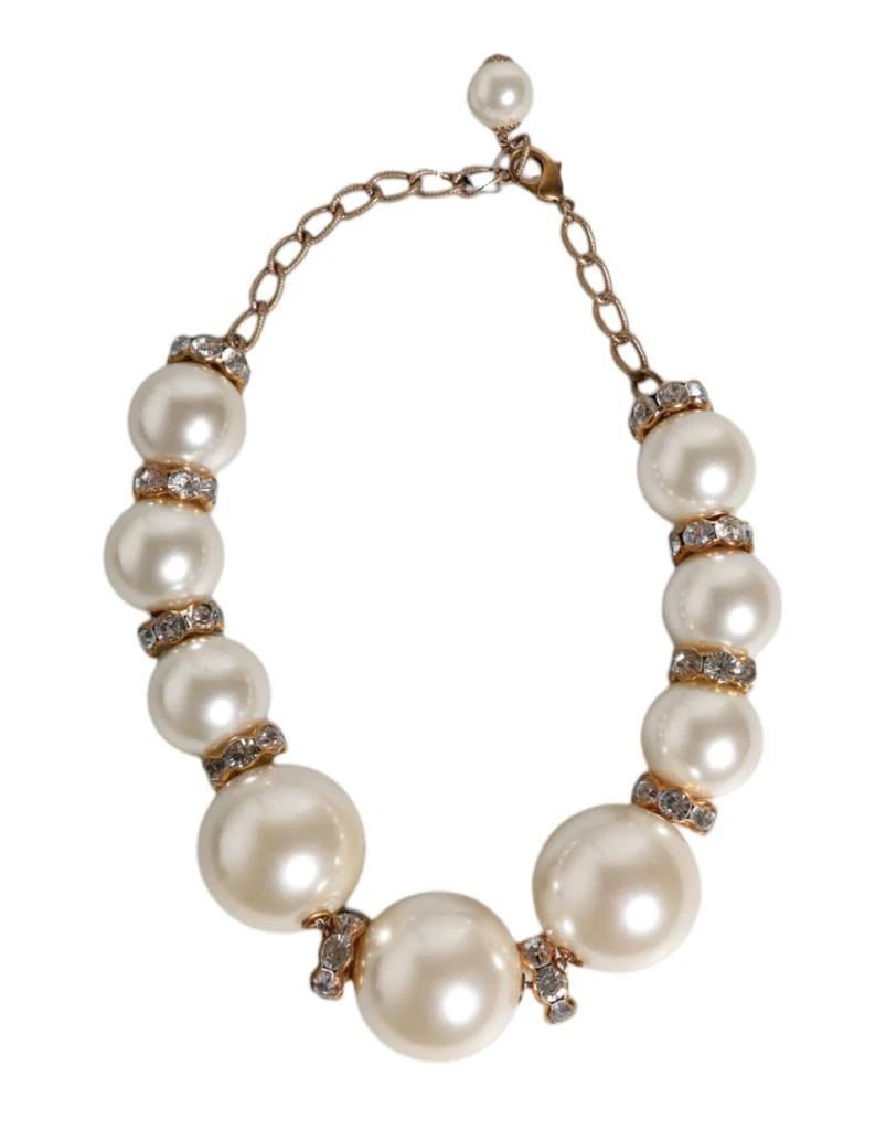 Dolce 
Gabbana Maxi Faux ivory Beads Crystals Chain Women
s Necklace (Pre-Owned)