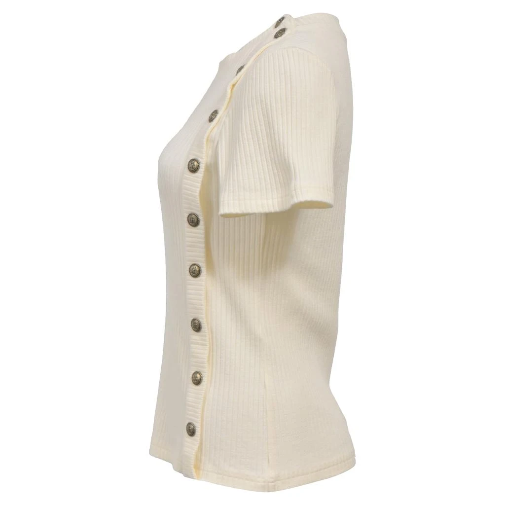 Chanel Side Button Ribbed T-Shirt in Cream Cotton 2