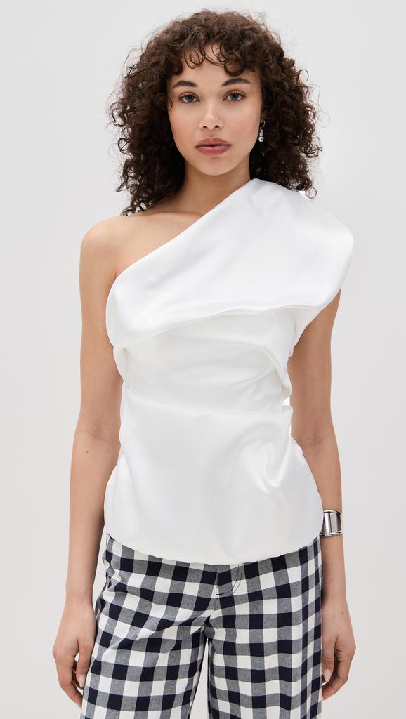 Marques Almeida Heavy Satin Sleeveless Fitted Draped Top